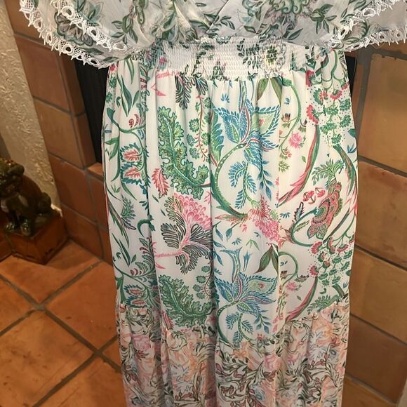 House Of Harlow 1960 x Revolve Tiered Ruffle Paisley Maxi Dress, size LARGE - Picture 8 of 14